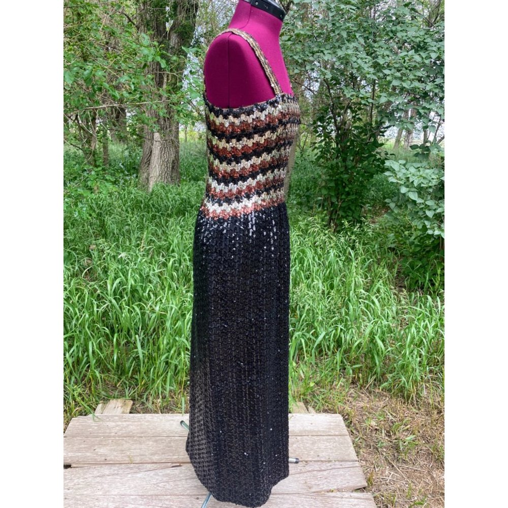 Vintage 1960s Knit Sequin Wiggle Evening Dress MOD - Picture 11 of 16